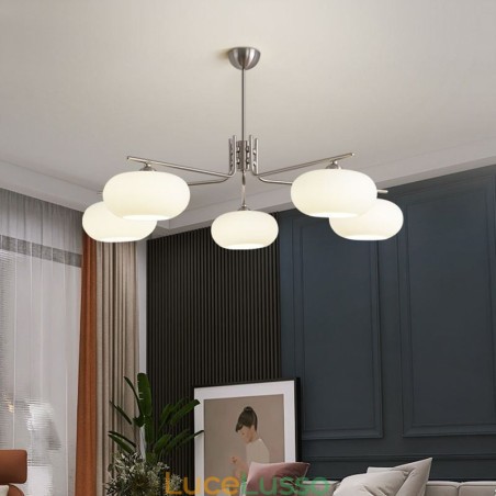 Lampada a sospensione in vetro nordico Lampada da soffitto creativa in ferro battuto Lampada a sospensione in vetro nordico Lampada da soffitto creativa in ferro battuto