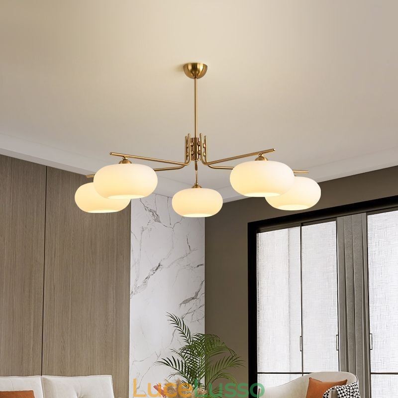 Lampada a sospensione in vetro nordico Lampada da soffitto creativa in ferro battuto