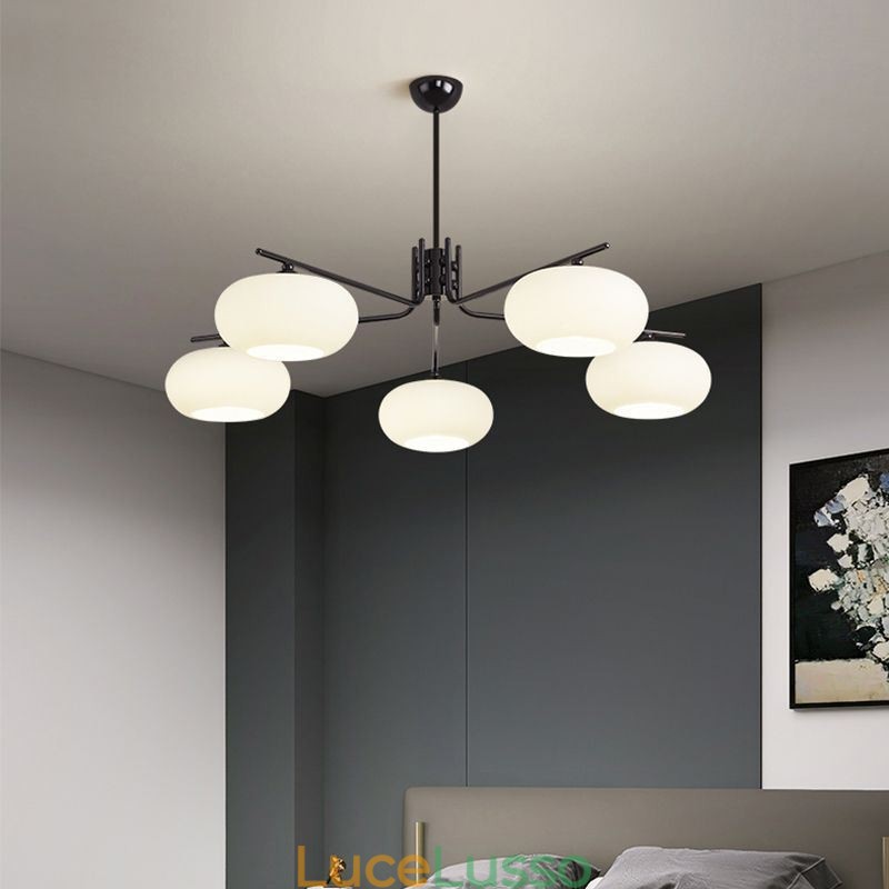 Lampada a sospensione in vetro nordico Lampada da soffitto creativa in ferro battuto
