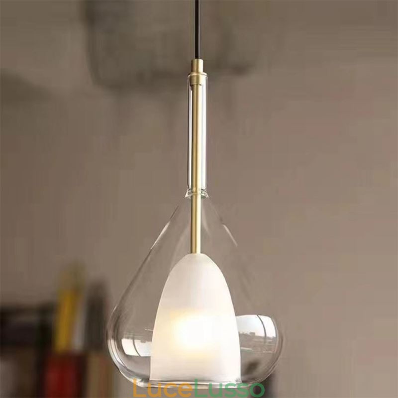 Lampada a sospensione moderna minimalista con doppio vetro per soffitto