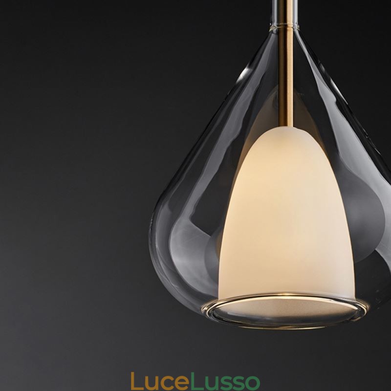 Lampada a sospensione moderna minimalista con doppio vetro per soffitto