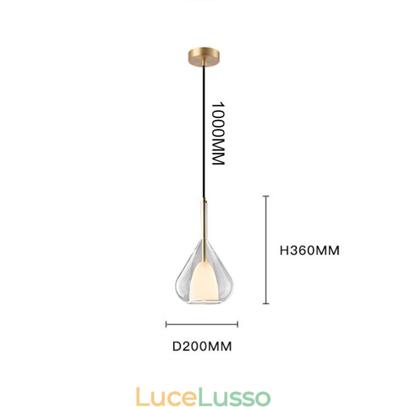 Lampada a sospensione moderna minimalista con doppio vetro per soffitto