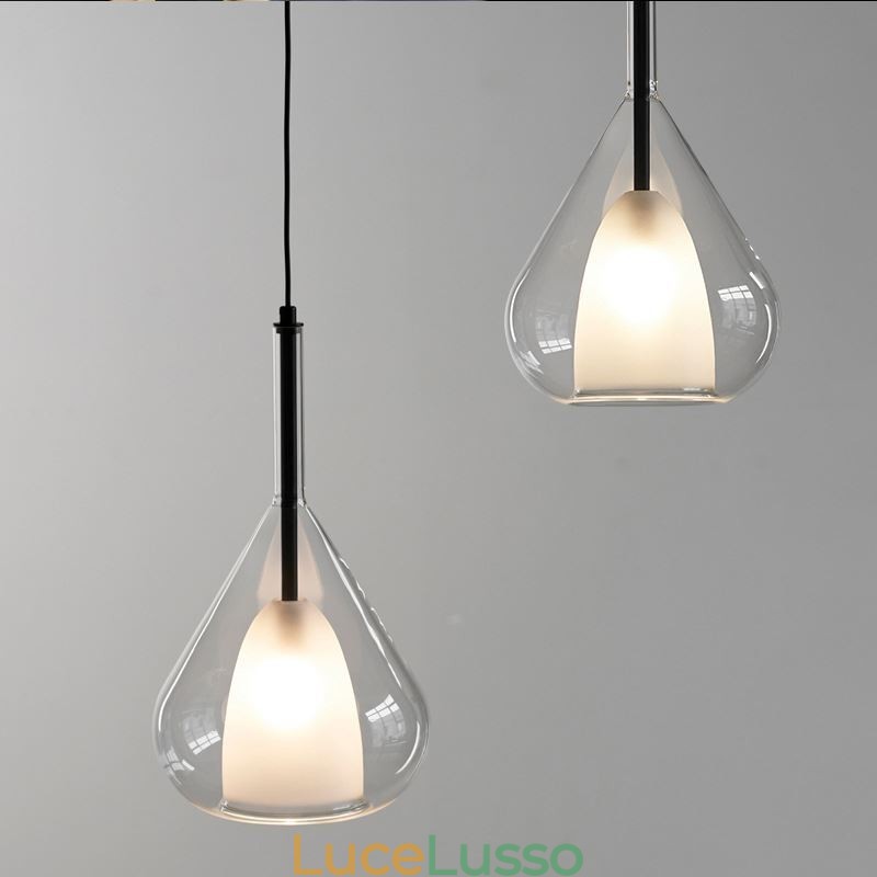 Lampada a sospensione moderna minimalista con doppio vetro per soffitto