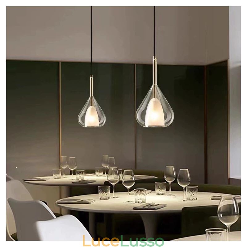 Lampada a sospensione moderna minimalista con doppio vetro per soffitto