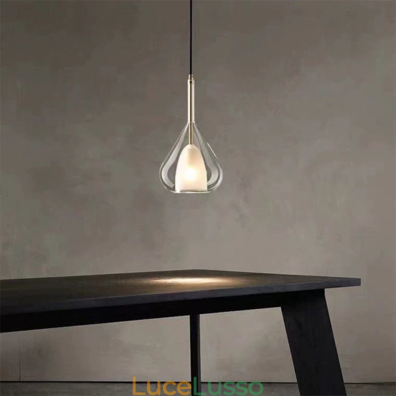 Lampada a sospensione moderna minimalista con doppio vetro per soffitto
