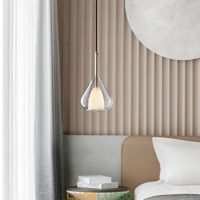 Lampada a sospensione moderna minimalista con doppio vetro per soffitto