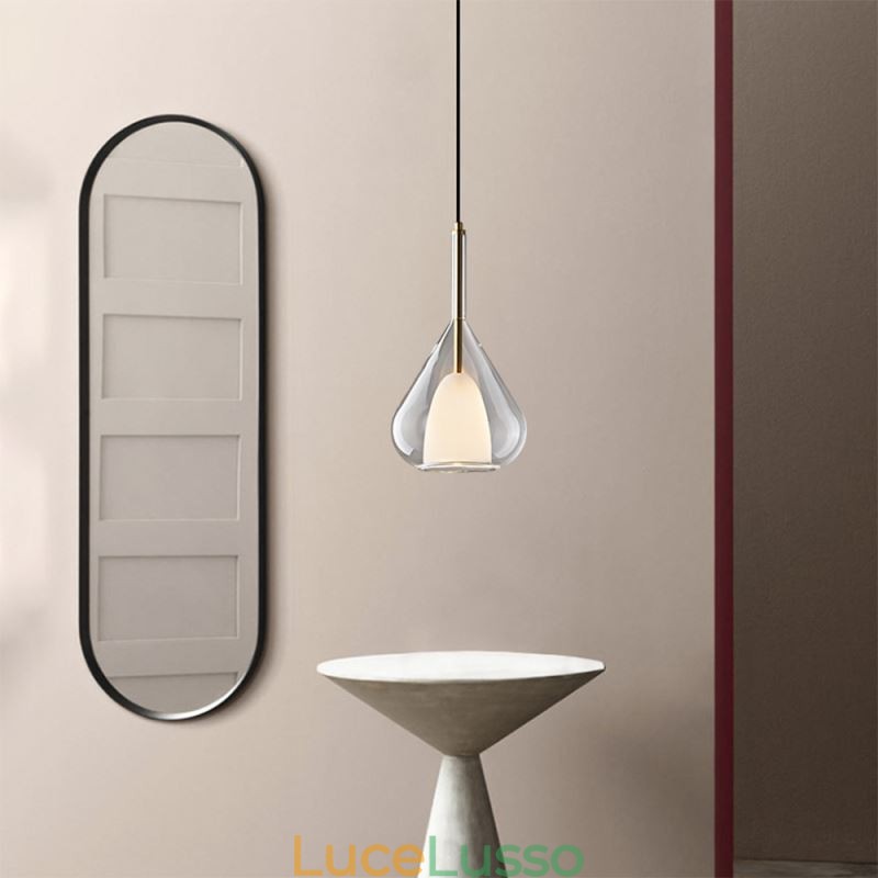Lampada a sospensione moderna minimalista con doppio vetro per soffitto