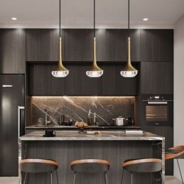 Lampada a sospensione moderna in vetro Lampada da soffitto in ferro battuto in vetro