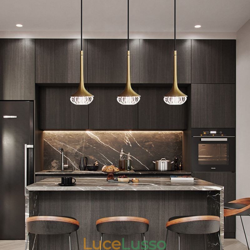 Lampada a sospensione moderna in vetro Lampada da soffitto in ferro battuto in vetro