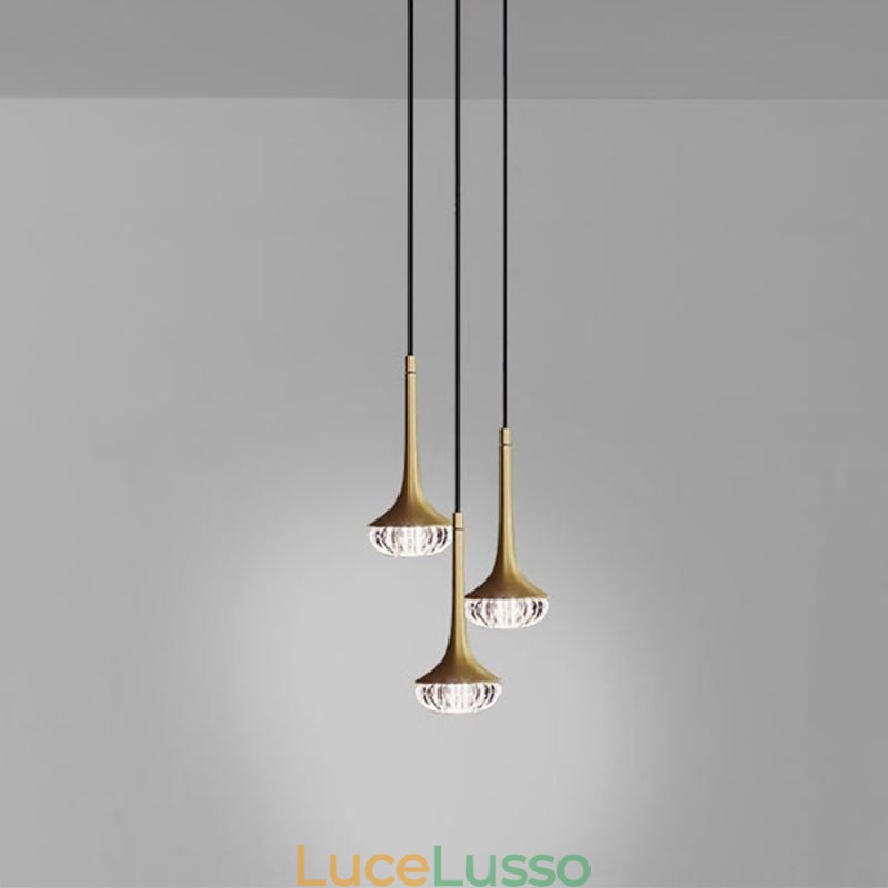 Lampada a sospensione moderna in vetro Lampada da soffitto in ferro battuto in vetro