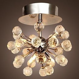 Lampadario moderno contemporaneo in cristallo stile mini in metallo cromato a filo