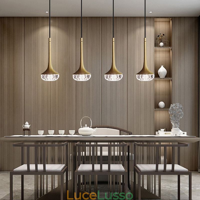 Lampada a sospensione moderna in vetro Lampada da soffitto in ferro battuto in vetro