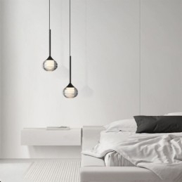 Semplice lampada a sospensione in vetro, luci decorative nere per soffitto