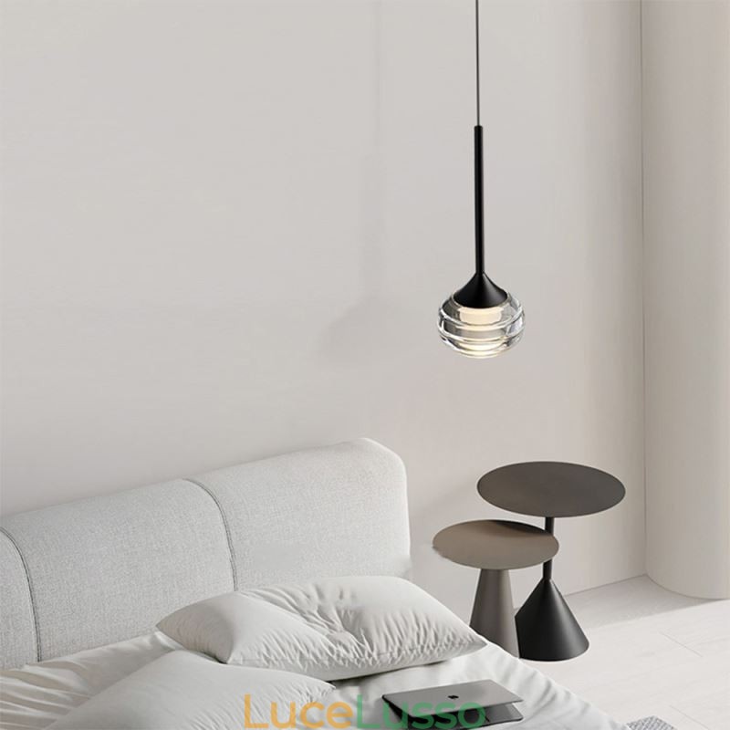 Semplice lampada a sospensione in vetro, luci decorative nere per soffitto