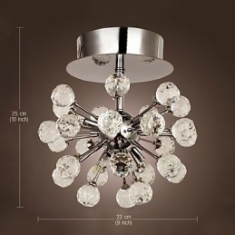 Lampadario moderno contemporaneo in cristallo stile mini in metallo cromato a filo