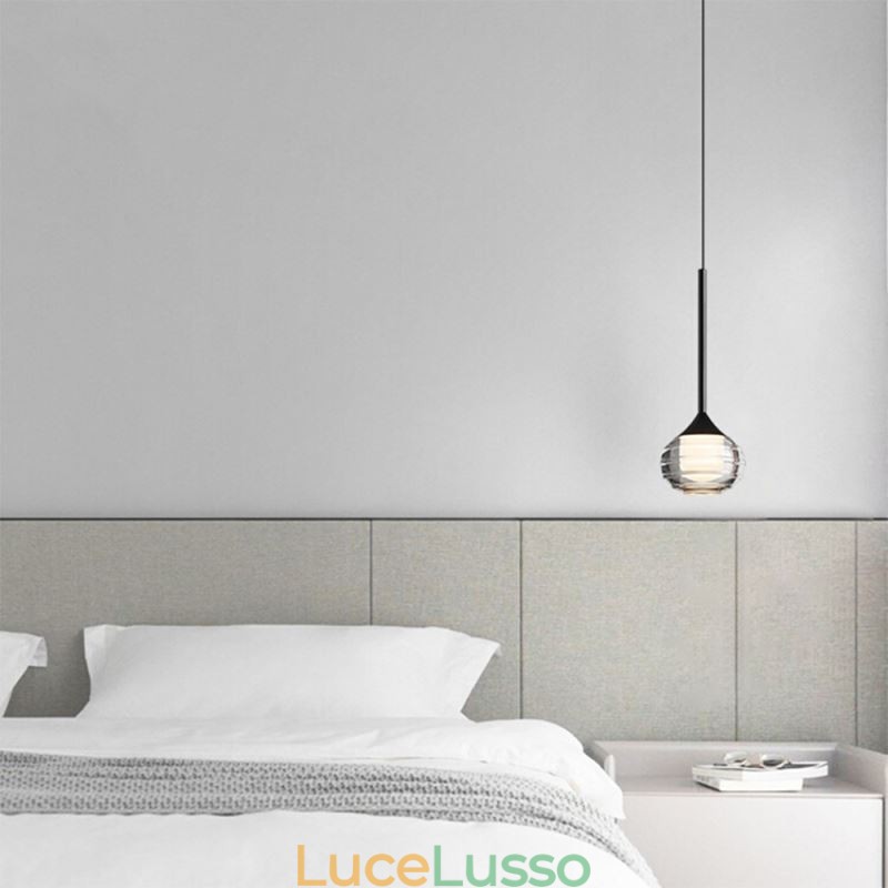 Semplice lampada a sospensione in vetro, luci decorative nere per soffitto