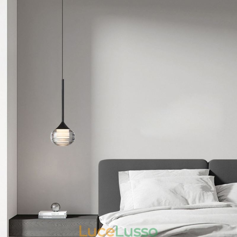 Semplice lampada a sospensione in vetro, luci decorative nere per soffitto