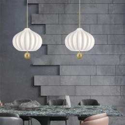 Lampada a sospensione moderna in vetro bianco a forma di palla, lampada da soffitto minimalista