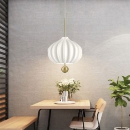 Lampada a sospensione moderna in vetro bianco a forma di palla, lampada da soffitto minimalista