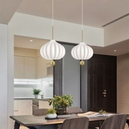 Lampada a sospensione moderna in vetro bianco a forma di palla, lampada da soffitto minimalista