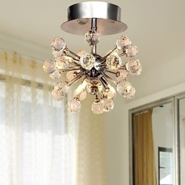 Lampadario moderno contemporaneo in cristallo stile mini in metallo cromato a filo