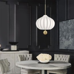 Lampada a sospensione moderna in vetro bianco a forma di palla, lampada da soffitto minimalista