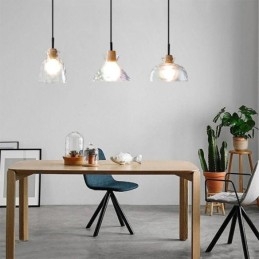 Lampada a sospensione moderna semplice in vetro permeabile all'acqua, 3 luci da soffitto, lampada da comodino