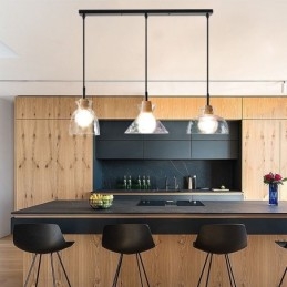 Lampada a sospensione moderna semplice in vetro permeabile all'acqua, 3 luci da soffitto, lampada da comodino