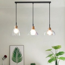 Lampada a sospensione moderna semplice in vetro permeabile all'acqua, 3 luci da soffitto, lampada da comodino