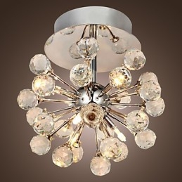 Lampadario moderno contemporaneo in cristallo stile mini in metallo cromato a filo