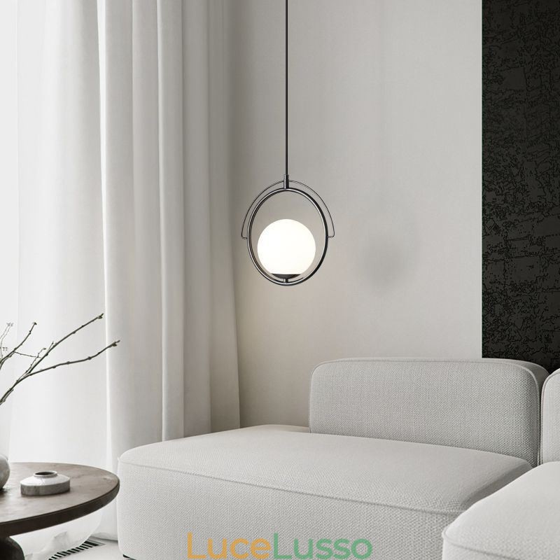 Lampada a sospensione a forma di sfera di vetro, decorazione per la casa