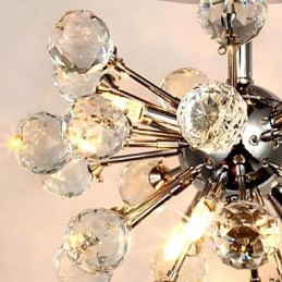Lampadario moderno contemporaneo in cristallo stile mini in metallo cromato a filo