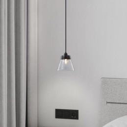 Moderna lampada a sospensione in vetro, lampada a sospensione singola con paralume in vetro trasparente