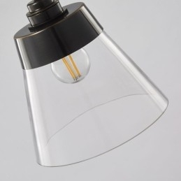 Moderna lampada a sospensione in vetro, lampada a sospensione singola con paralume in vetro trasparente