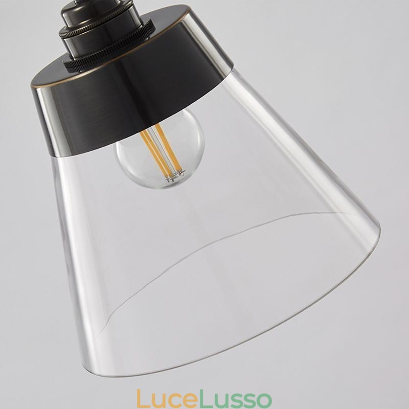 Moderna lampada a sospensione in vetro, lampada a sospensione singola con paralume in vetro trasparente