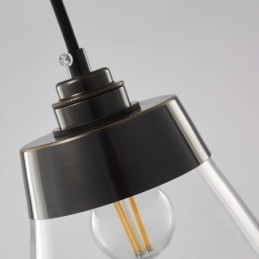 Moderna lampada a sospensione in vetro, lampada a sospensione singola con paralume in vetro trasparente