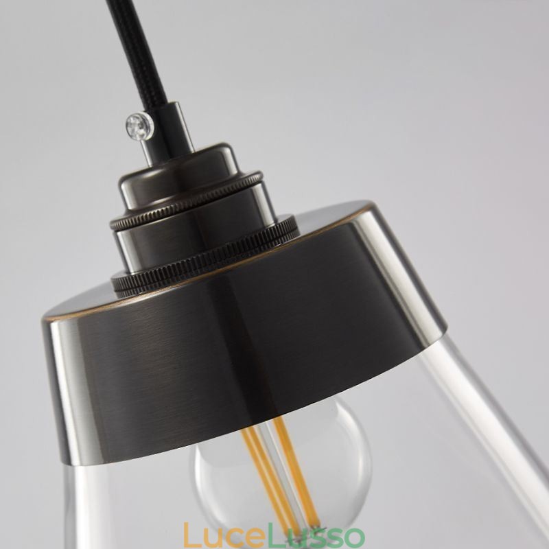 Moderna lampada a sospensione in vetro, lampada a sospensione singola con paralume in vetro trasparente