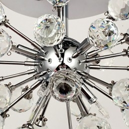 Lampadario moderno contemporaneo in cristallo stile mini in metallo cromato a filo