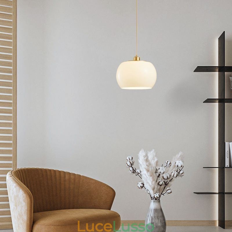 Lampada a sospensione moderna in vetro con design a zucca