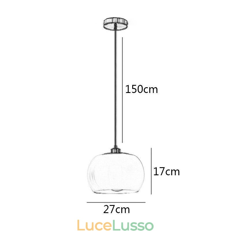 Lampada a sospensione moderna in vetro con design a zucca