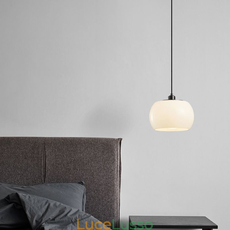Lampada a sospensione moderna in vetro con design a zucca
