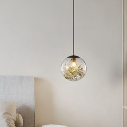 Lampada a sospensione a forma di palla di vetro con foglie di Natale