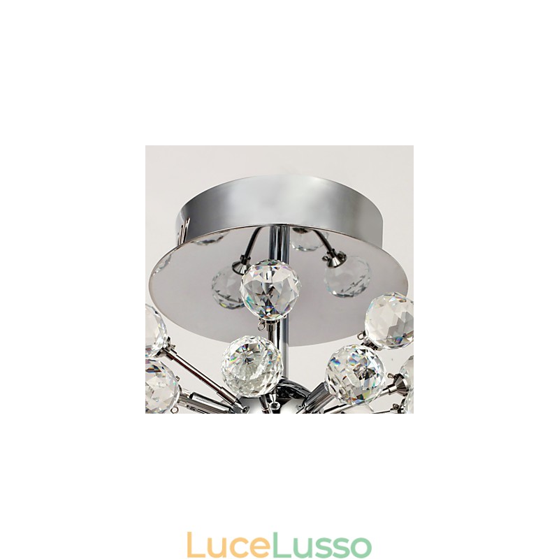 Lampadario moderno contemporaneo in cristallo stile mini in metallo cromato a filo