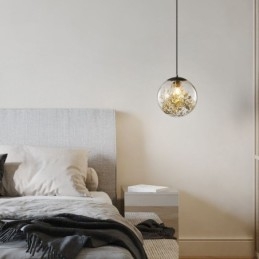 Lampada a sospensione a forma di palla di vetro con foglie di Natale