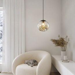 Lampada a sospensione a forma di palla di vetro con foglie di Natale