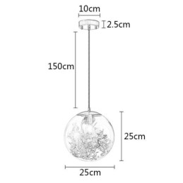 Lampada a sospensione a forma di palla di vetro con foglie di Natale