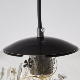 Lampada a sospensione a forma di palla di vetro con foglie di Natale