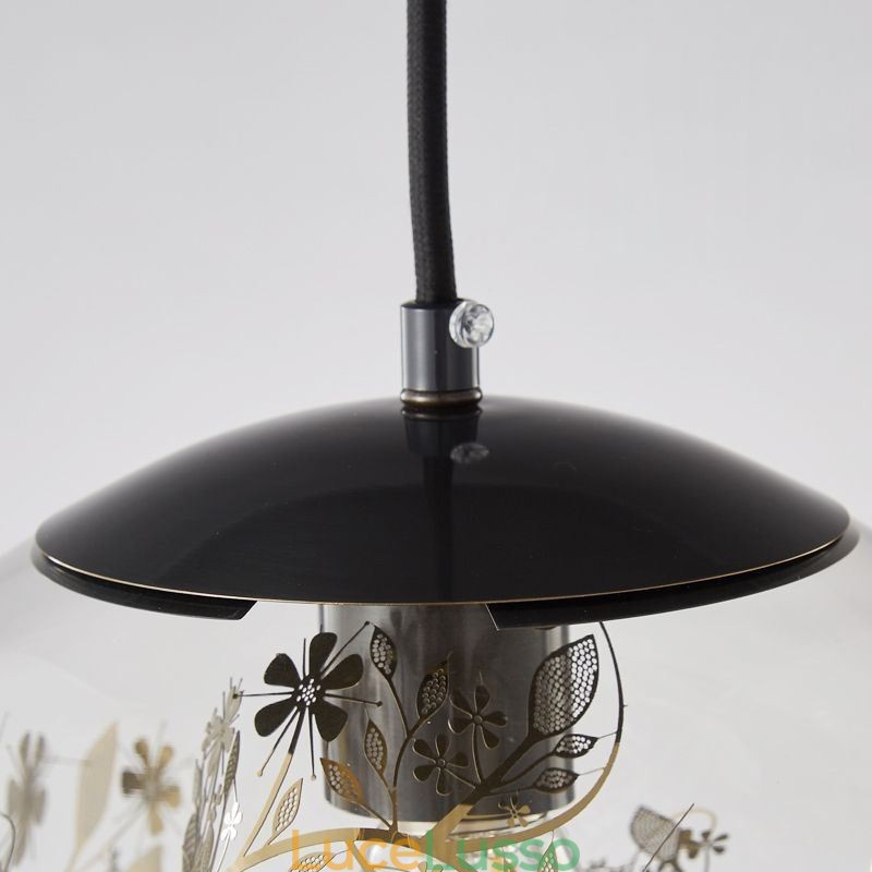 Lampada a sospensione a forma di palla di vetro con foglie di Natale