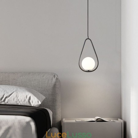 Lampada a sospensione moderna a forma di globo in vetro con goccia d'acqua Lampada a sospensione moderna a forma di globo in vetro con goccia d'acqua