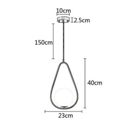 Lampada a sospensione moderna a forma di globo in vetro con goccia d'acqua